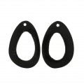 Ethnic horn pendants - irreguilable oval shape 59x39 mm Black x2