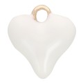 13x12mm Heart charm with epoxy resin - Gold - White x1