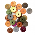 Assortment of wooden beads coco discus 15 mm Multicolour x25
