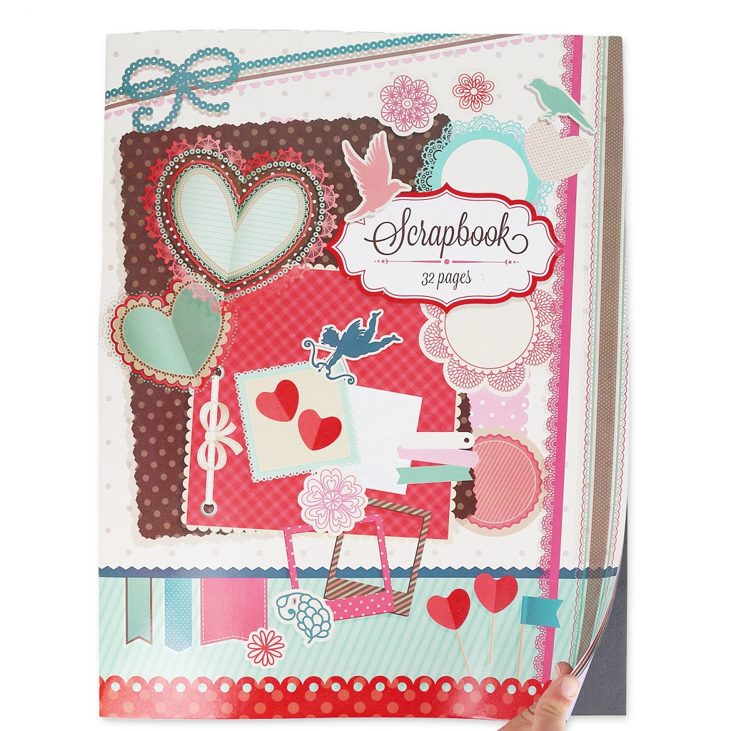 Scrapbooking notebook with 32 single colored sheets 29x38 cm for c