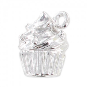 charm cupcake 11 mm rhodium tone