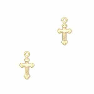 Cross charms 13 mm - Gold-filled x2