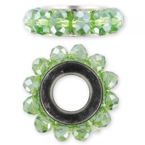 Pendant faceted rondelle 18 mm Peridot AB x1
