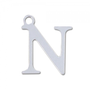 N letter Sterling silver charm 15mm x1