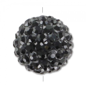 Plasticine round bead rhinestones 10mm Jet x1