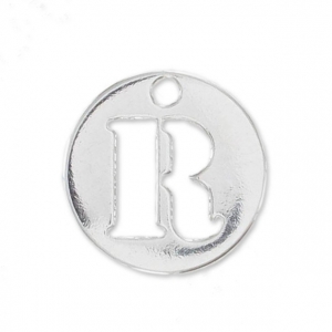 R letter Sterling silver charm 8.5mm x1
