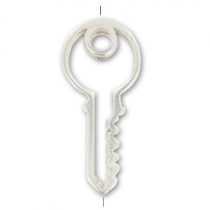 Key bead 60mm Silky silver tone x1