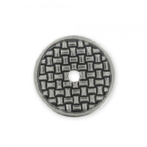 Decorated spacer round 1 hole 18mm Rhodium tone x1