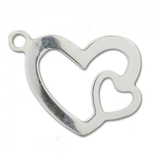 Hearts 17x13mm Sterling silver x1