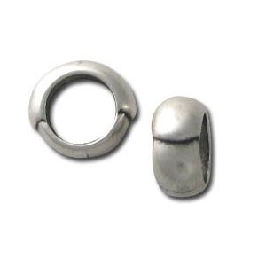 Leather Regaliz slider bead 15x8mm Antique Silver Plating x1