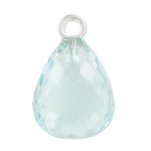 Pendant drop faceted 13x10 mm imitation gem - 925 Sterling Silver - Hydro Aquamarine