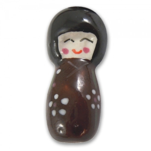 Ceramic Beads Kokeshi 30 mm Brown x1