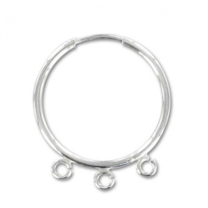 925 Sterling Silver Earring hoops 3 loops 18mm x2