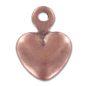 Heart charms 8x6mm Old copper tone x10