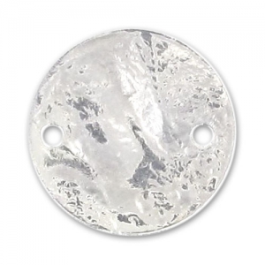 Hammered spacer round 2 holes 15mm Silver tone x1