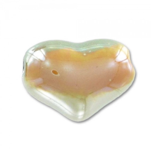 Ceramics heart 21mm Iridescent Oasis Green x1