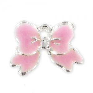 Enamelled charm knot  11mm Light Rose x1