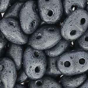 SuperDuo 2.5x5mm Jet Hematite Mat x10g