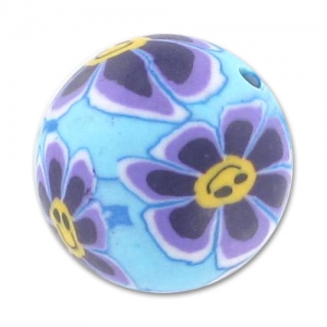 Fimo Round beads 15mm blue/purple x5