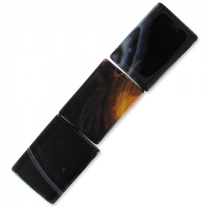 Bead Black Agate rectangle 32x23mm x1