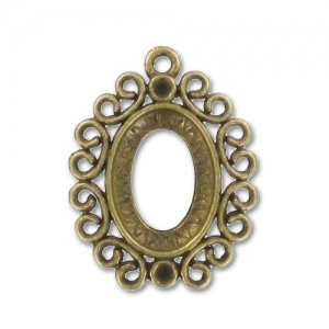 Strass Medallion for 18x13mm cabochon gold bronze tone x1