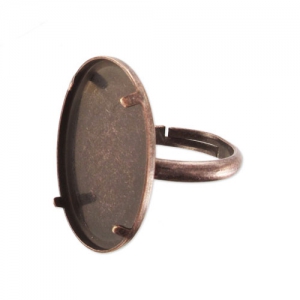Ring for 18x13mm flat back cab Old Copper tone x1