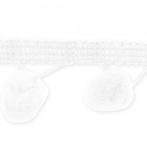 Pompon ribbon 30mm White x 1m