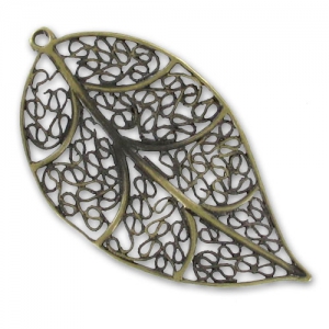 Leaf Pendant 58mm bronze tone x1