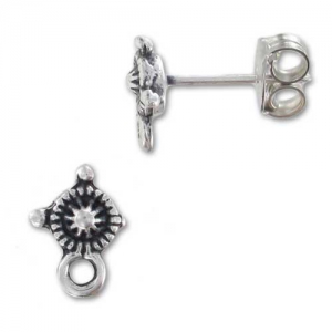 Earstuds shaped 9,5mm Old Silver tone x2
