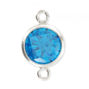 Spacer 2 rings 11x6mm 925 - zirconium oxide - Aqua Blue Silver x1
