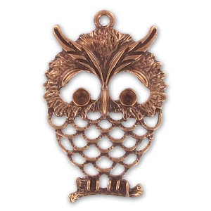 Pendant owl 55mm Copper tone x1