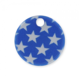 Printed Sequin 15mm Stars Blue/white x1