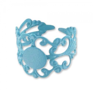 Light Baroque Ring with 8mm plate Turquoise x1