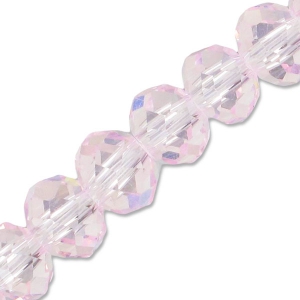 Fire Polished faceted flat round 6x4mm Light Pink x40cm