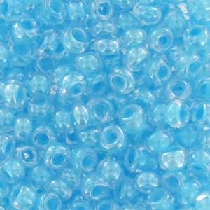 Preciosa Seed Beads 11/0 2 mm - Crystal with Aquamarine Pearl Interior x 20 g