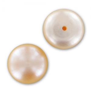 Semi-perforated cabochons 10.5 mm - Iridescent Peach freshwater pearls x2