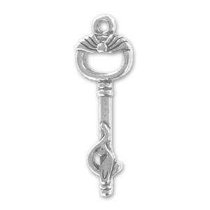 Key Pendant 36mm Old silver tone x1