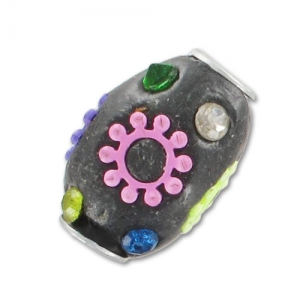 Olive encrusted of beads 20x14mm Multicolors x1