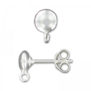925 Sterling Silver Earstud with 6mm Halfball and loop x2