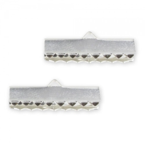 Crimp ends for Ribbon 20 mm in 925 silver  x2