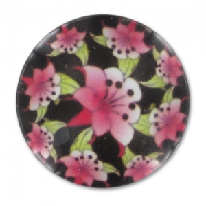 Flat Cabochon 20mm Flowers Fuchsia x1