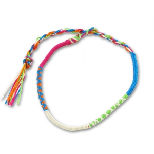 Indian braid bracelet 3mm Fuchsia/Turquoise x1