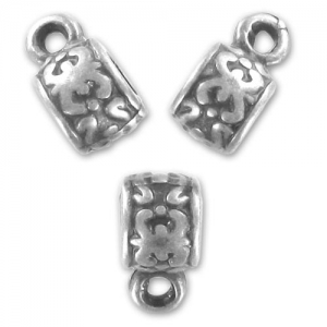 Metal beads to dangle charms  6x7 mm Old silver tone x4