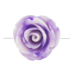 Synthetic 20 mm flower bead - Marbled Violet - Cream x1