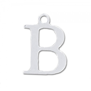 B letter Sterling silver charm 15mm x1