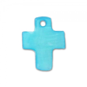 Mother-of-Pearl Sequins Cross 12x8mm Turquoise x10