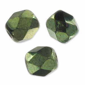 Fire Polished faceted round beads 3mm Jet Red Luster x50