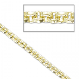 Aluminium Chain belcher links 4mm fine Gold plated x1m