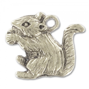 Squirrel charm 16mm Old Silver tone x1