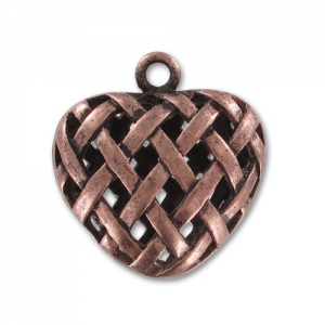 Heart charm 19mm Old Copper tone x1